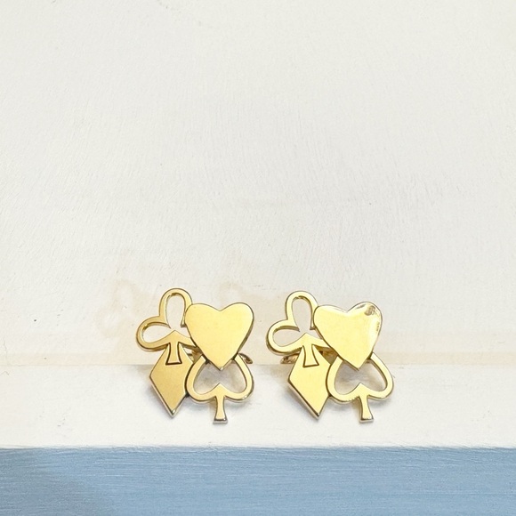 Vintage Card Suit Cufflinks Swank Accessories Gold Tone - Picture 1 of 8